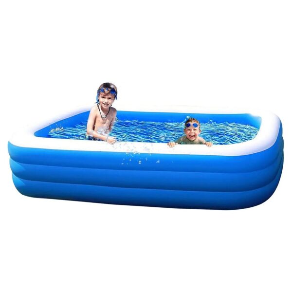 Blue Inflatable Swimming Pool Perfect for Summer Backyard Fun