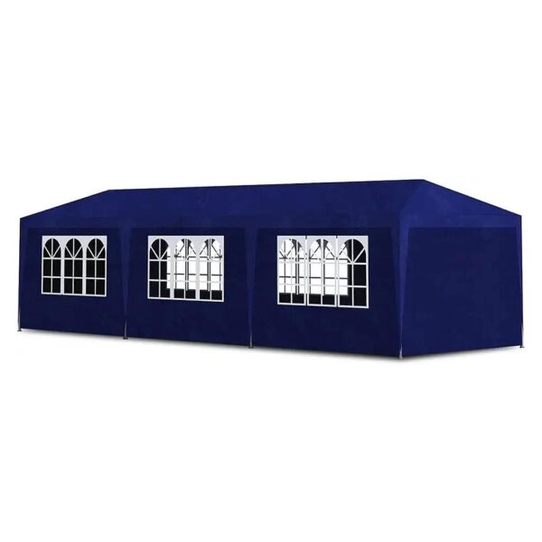 Blue Metal Frame Canopy Tent with Decorative Windows and Easy Entrance for Outdoor Events