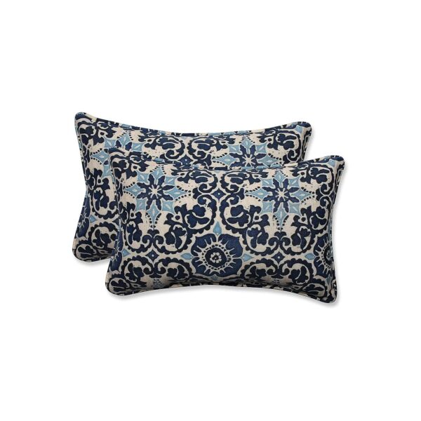 Blue Outdoor and Indoor Woodblock Prism 5x5 Plush Polyester Pillows 2 Pack