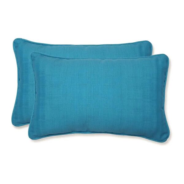 Blue Polyester Lumbar Pillow 2 Count Weather and Fade Resistant 5 x 5