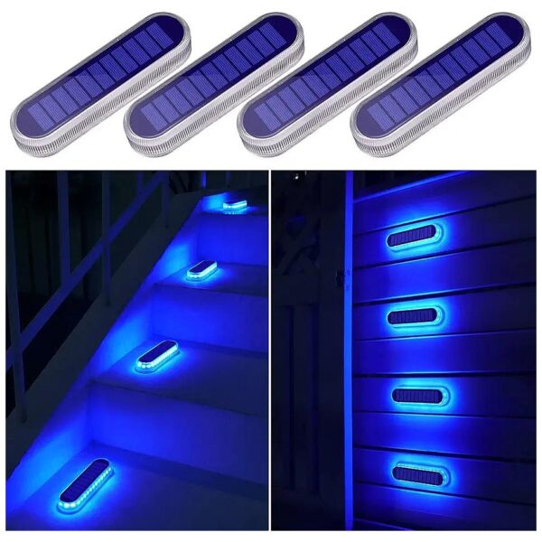 Blue Solar Step Lights for Wireless Deck and Dock Installation