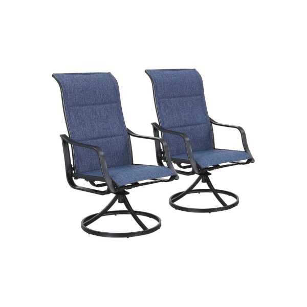 Blue Textilene Fabric Swivel Dining Chair Set with Durable Steel Frame