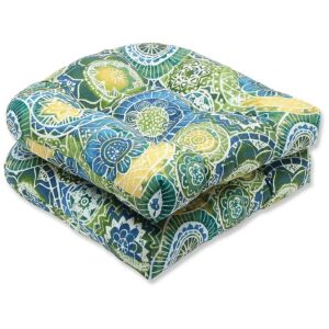 Blue Tomes Tufted Seat Cushions with Polyester Fabric for Patio or Indoor