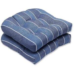 Blue White Wickenburg Polyester Jacketed Indoor Outdoor Chair Seat Cushions