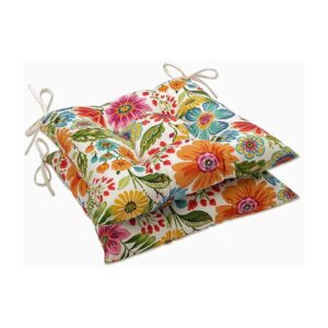 Blue and Purple Floral Patterned Seat Cushions for Patio or Indoor Furniture Decor