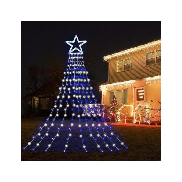 Blue and White LED Christmas Star Lights for Outdoor Yard Decorations with 5ft