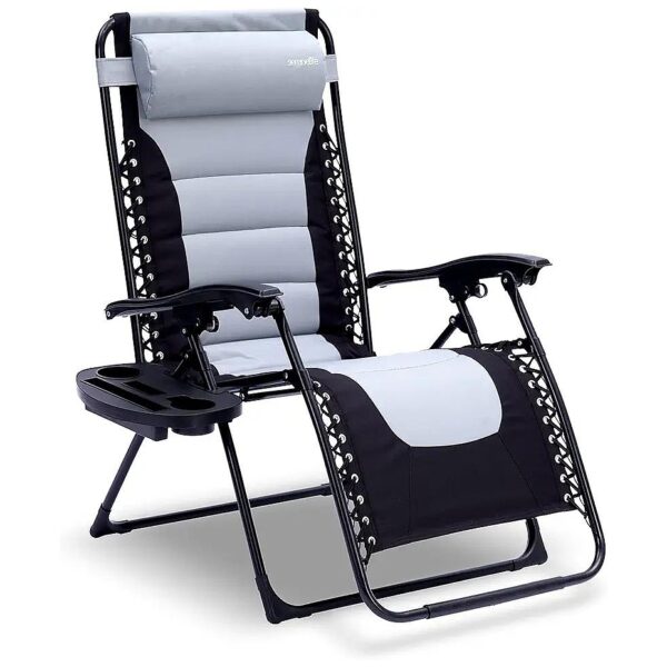 Breathable Zero Gravity Lounge Chair with Detachable Tray and Padded Headrest