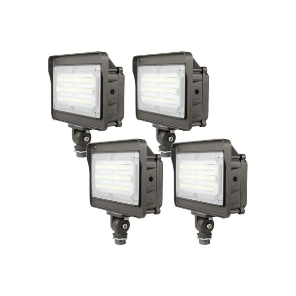 Bright 50W LED Flood Light Photocell Automatic Outdoor Security Lighting Fixtures 4-Pack