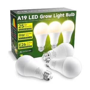 Bright 9W LED Full Spectrum Grow Light Bulbs 3 Pack for Indoor Plant Growth