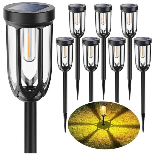 Bright Solar Lights for Outside - 8 Pack LED Pathway Lights with Automatic On/Off Switch