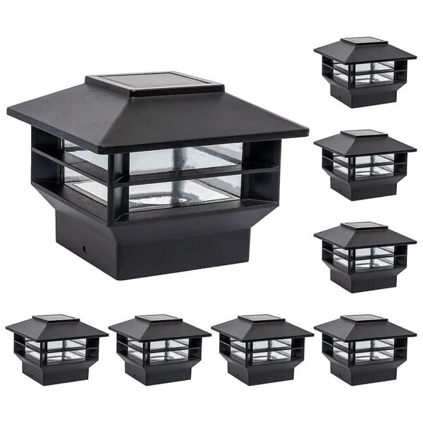 Bright Solar Post Cap Lights for Fences and Decks - Waterproof Black