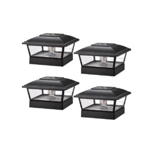 Bright Solar-Powered Post Cap Lights with Fahrenheit LED Bulbs for 4x4 Wood/Vinyl Posts