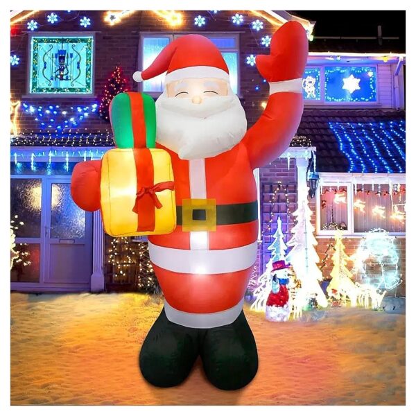 Brighten Up Your Holiday Season with 5FT Inflatable Santa Claus Gift Wrap LED Lights