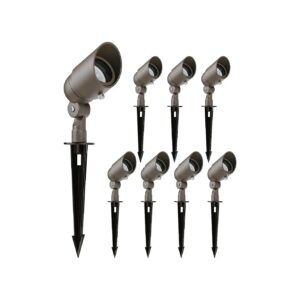 Bronze 8-Pack 4W LED Landscape Lighting Low Voltage Spotlight for Walls, Trees, and Paths