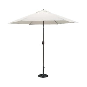 Bronze Aluminum Patio Umbrella with Antique White Polyester Cover 9 ft