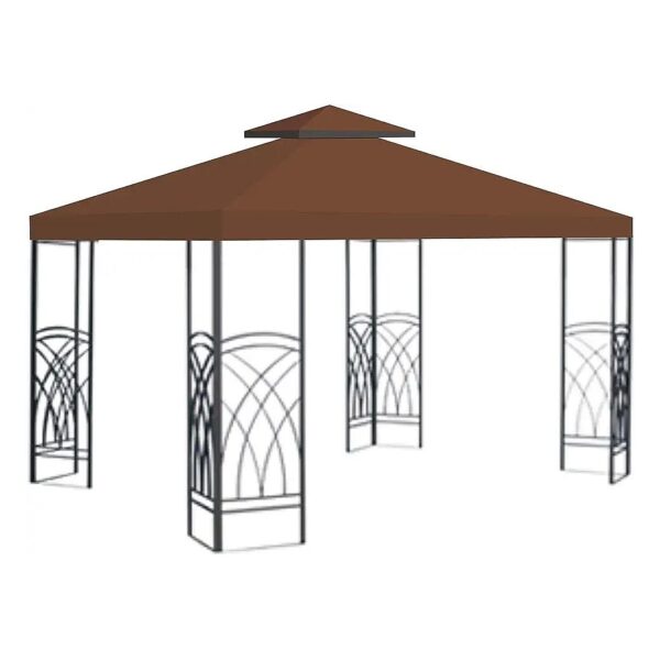 Brown 10x10 Double Tier Gazebo Canopy Cover, Polyester Material, Uv Protection