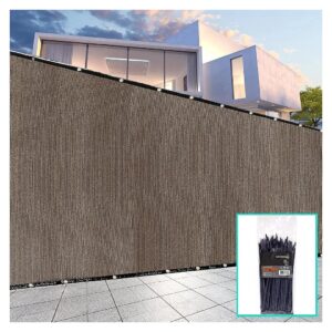 Brown 6' x 50' Custom Fence Privacy Screen with Bindings for Gardens Backyards Patios