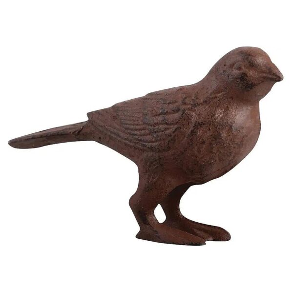 Brown Cast Iron Bird Lawn Decoration with Unique Antique Design