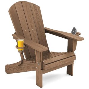 Brown Composite Adirondack Chair with Weather Resistant Frame and Fade-Proof Finish