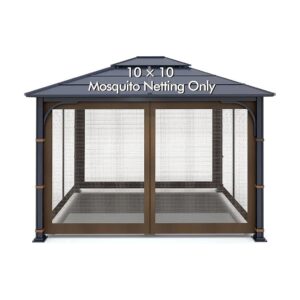 Brown Gazebo Replacement Mosquito Netting with Water Resistant Fabric and Breathable Mesh