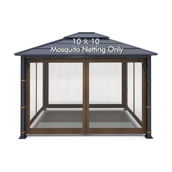 Brown Gazebo Replacement Mosquito Netting with Water Resistant Fabric and Breathable Mesh