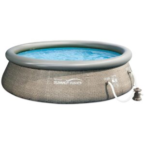 Brown Inflatable Round Pool with Filter Pump and Filter Cartridge for Summer Swimming