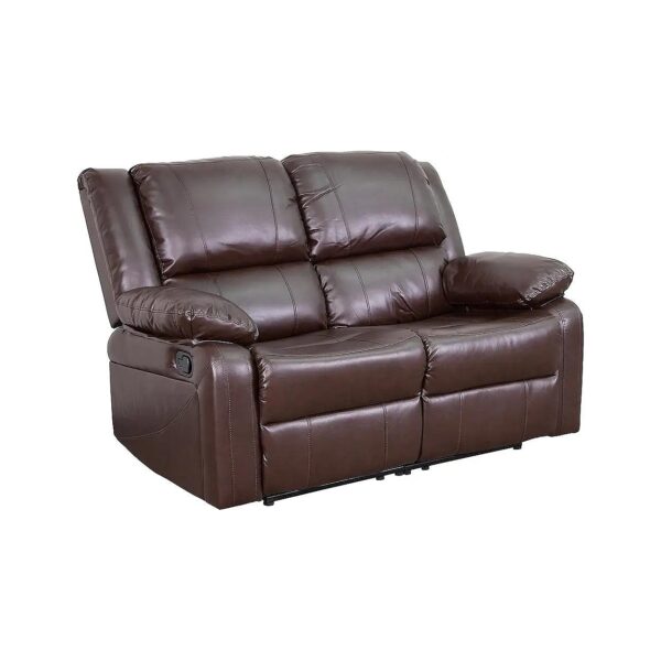 Brown LeatherSoft Loveseat with Two Built-In Recliners for Relaxation and Comfort