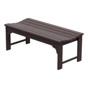 Brown Outdoor Bench with Contoured Seat and Long Lasting HDPE Material