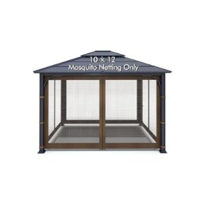 Brown Outdoor Gazebo Replacement Mosquito Netting with Easy Assembly and Zippered Panels