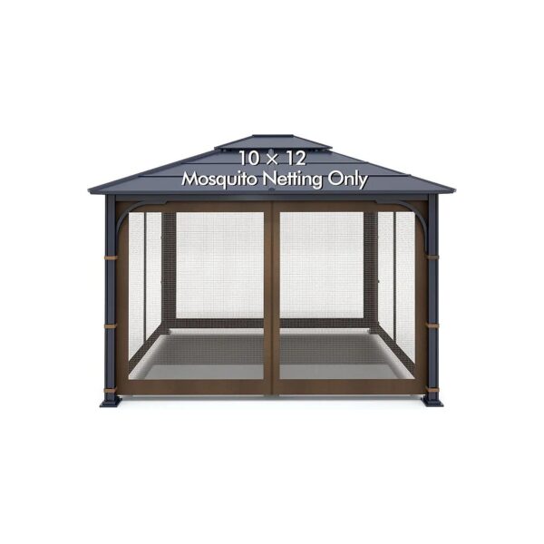 Brown Outdoor Gazebo Replacement Mosquito Netting with Easy Assembly and Zippered Panels