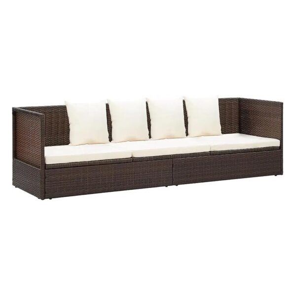 Brown Outdoor Patio Furniture with Adjustable Sunbed and Cushion Pillows