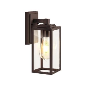 Brown Outdoor Wall Light with Clear Glass Shade and E26 Bulb Compatibility for Home Decor