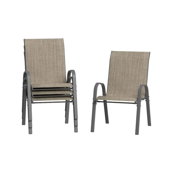 Brown Patio Chairs Set of 4 All Weather Outdoor Furniture Garden Backyard Deck