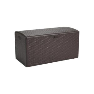 Brown Resin Deck Box with 99 Gallon Storage for Outdoor Furniture and Accessories