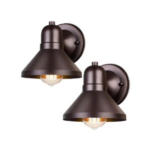 Brown Wall Lanterns 2-Pack Waterproof E26 Socket Metal Outdoor Lighting Fixtures