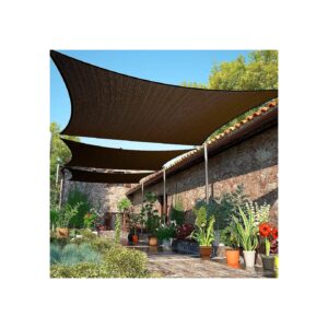 Brown Water-Resistant Fabric Sun Shade Sail with Tailored Edge for Patio and Carport