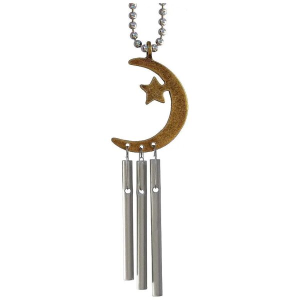 Brown and Silver Crescent Moon Star Mini Wind Chime