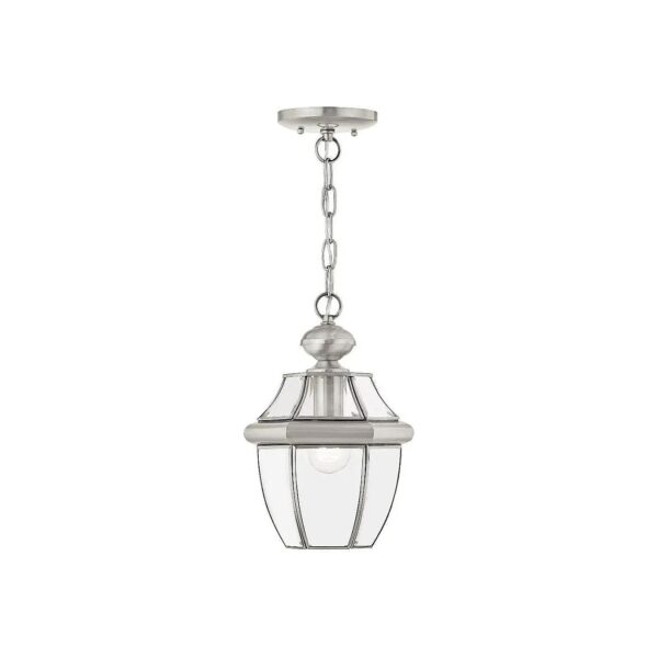 Brushed Nickel Finish Outdoor Hanging Light with Hand Crafted Solid Brass Construction