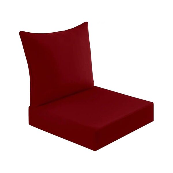 Burgundy 2 Piece Deep Seat Cushions Set for Outdoor Furniture 24x24 Memory Foam