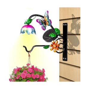 Butterfly Garden Solar Powered Hooks for Outdoor Hanging Plants, Feeders, and Decor