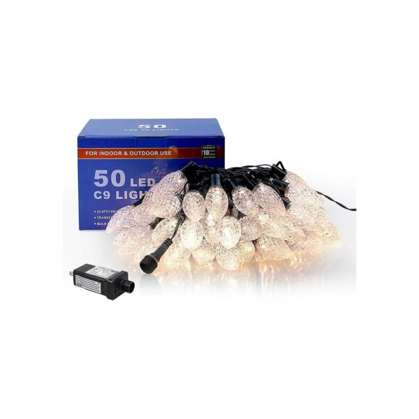 C9 LED Warm White Outdoor Christmas Lights with IP44 Waterproof Rating and 8 Modes