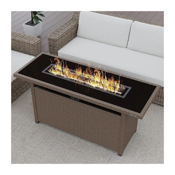 CSA Certified Gas Fire Pit Table with Tempered Glass Desktop and Adjustable Legs