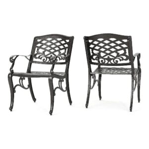 Cast Aluminum Outdoor Chairs Set with Antique Bronze Finish