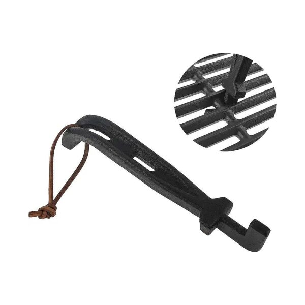 Cast Iron Grill Grate Lifter for Gas and Charcoal Grills with Long Handle Protection