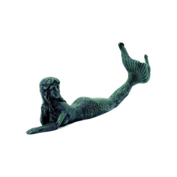 Cast Iron Laying Mermaid Figure Home Garden Decoration with Rustic Finish