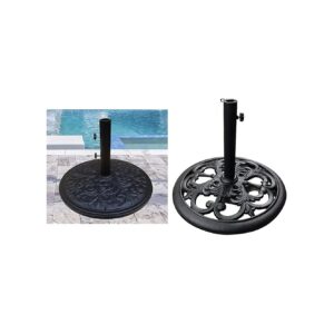 Cast Iron Umbrella Stand with Strong 50 Lbs Base and Black Powder Coating