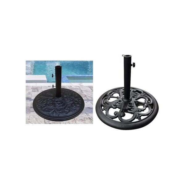 Cast Iron Umbrella Stand with Strong 50 Lbs Base and Black Powder Coating