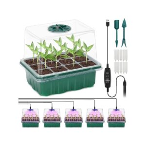 Cell Seedling Tray, LED Grow Light, and Water Drainage System