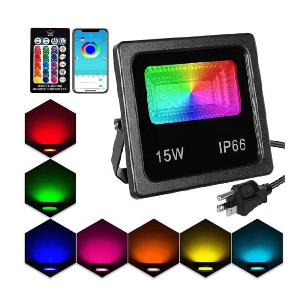 Changing LED Flood Light for Outdoor Landscape Lighting with Remote and App Control