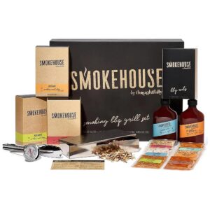 Charcoal BBQ Grill Kit Including Smoke Box, Rubs, and Thermometer